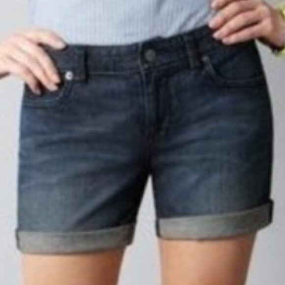 LOFT Shorts Women's Size 27/4 Denim Linen Blend Chambray Cuffed Mid Rise - Picture 2 of 12